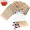 100 Teile/los Tee Filter Beutel Siebe Werkzeuge Natürliche Ungebleichte Holz Zellstoff Papier Einweg Infuser Leere Beutel mit Kordelzug Beutel GG0522