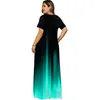 زائد الفساتين الحجم OMBRE المطبوعة جيب MAXI فستان 2022 النساء غير الرسمي الصيف بوهو طويلة كبيرة كبيرة العطلات رداء FEMMEPLUS