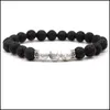 Brins de perles 7 Chakras Bracelet de perles en pierre naturelle Bracelets de perles rondes de lave Bracelets d'énergie de guérison Yoga pour bébé M Dhhqf