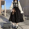 Houzhou Gothic Lolita Long Spódnica Kobiety Harajuku Wzburzyć Pasek Czarny Wysoka Talia Soft Girl Japoński Kawaii Streetwear Lato 220322