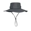 Chapeaux à large bord Mode Summer Bucket Hat Cowboy Hommes Pêche en plein air Randonnée Plage Mesh Respirant Anti UV Sun Cap Large BrimWide