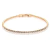 Link Chain 2mm 17 2cm Full Small Round CZ Color Rhinestones Tennis Bracelet Tiny Bracelete For Women Girls Brass Gold JewelryLink
