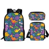 HBP Dinosaur Design Backpack Three -Pally Set Messenger Bag Children's Pencil Bag Student Schoolbag Backpack Schoudertas 220804