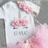 Conjuntos de ropa Ropa para niña bebé 1er cumpleaños Torta Smash Trajes Mameluco infantil Falda tutú Gorro de flores Trajes nacidos Ropa