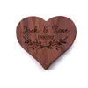 Caixas de armazenamento de jóias de madeira em branco DIY gravura casamento retro coração em forma de caixa de anel criativo suprimentos de embalagem