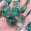 Loose Gemstones Jewelry Irregar Natural Green Crystal Stone For Handmade Pendant Necklaces Keychains Making Access Dhd3J