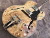 Nueva llegada guitarra eléctrica jazz f Hole Semi-Hollow Body Un fama Top Spalted Tremolo Color original