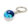 Keychains Yin Yang Tai Chi Cute Keychain Key Ring Double Side Glass Ball Pendant Jewelry Accessories Charms For Men WomenKeychains Emel22