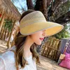 Breda randen hattar lady strå hatt kvinnors strand bredbrimmad sommarsol mössa reseskydd topplöst hopfällbart hatbredd chur22