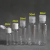 50pcs 5ml - 100ml Plastic PET Clear Flip Lid Lotion Bottles Cosmetic Shampoo Sample Containers Travel Liquid Refillable Vials 220614