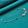 925 Sterling Silver Butterfly Heart Bead Chain Bracelet For Woman Charm Wedding Engagement Fashion Party Jewelry