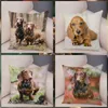 Cushion/Decorative Pillow Cute Pet Miniature Dachshund Dog Cushion Cover 45 Super Soft Short Plush Covers Pillows Cases Home Decor Animal Pi