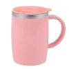 500ml Stainless Steel Coffee Mugs Double-layer Heat-insulating Japanese Style Office Milk Tea Mug with Lids seaway