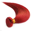 Usine directement vente couleur rouge brésilienne vierge cheveux tissage faisceaux péruvien malaisien indien soyeux droite Remy extensions de cheveux humains