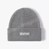 Winter Outdoor Textured Wool Knitted Hat Soft and Elastic Solid Beanie Hat Unisex Letter Faux Rabbit Fur Warm Hip Hop Skullies