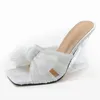 Sandalen Zomer Silk Vrouwen Pumps Boog Jelly Heel Slippers Open teen Hoge hakken Transparante Perspex Clear Shoessandals