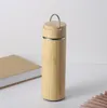 Copo de aço inoxidável isolado do vácuo da garrafa de água de bambu criativo com copo reto de madeira do filtro do chá da tampa Pro232