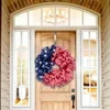 Flores decorativas grinaldas de 40 cm de coroa para a porta da frente vermelha branca e azul Garland America America Independence Day Party Festival Farmho