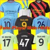 Haaland Soccer Jerseys Grealish Sterling Mahrez Fans Player Version De Bruyne Foden 2022 2023 Tops Tops Shirt Kids مجموعة موحدة شباب