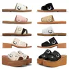 Lyx Damer Woody Flat Mule Sandaler Damtofflor Sommar Designer Plattformar Slides Black Beige Canvas Casual Skor Spets Slider Square Toe Mode Sandles Us 9,5