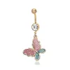 Mode chirurgical en acier inoxydable nombril Piercing couleur papillon pendentif nombril anneaux bijoux de corps