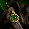 Anhänger Halsketten Kleine Sonne Jade Halskette Gold Farbe Frauen Schlüsselbein Zarte Einfache Schmuck GeschenkAnhänger