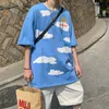 Lustiges Cloud-Print Herren-T-Shirt Harajuku Plus Size Lose Sommer Einfache Kleidung Lässiger Stil Kurzarm-Paar-Tops 220713