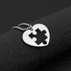 Silver puzzle stitching pendant necklace fashion trend stainless steel couple girlfriend jewelry friendship gift for men women