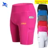 Ademvolle hoge taille vrouwen lopen panty met zak slanke fit yoga shorts gym fitness snel droge elastische korte broek aanpassing 220704