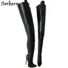 Sorbern Extreme Long Boot Custom 95 cm Crotch Udo High Boots Kobiety Lace Up 18 CM Sztuk Buty Spersonalizowane Wałem Szerokość łydki