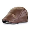 2020 Autumn Winter Fashion Men Pu Leather Peaked Hat Outdoor Casual Warm Plus Velvet Beret Hat Vintage Style Hat J220722