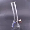 Großhandel Travel Mini Glass Tabak Rauchrohr Proteable Clear Bubbler Becher Wasser Bong mit Metall Trockener Kräuterschale