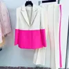 B906 Womens Suits Designer Blazers Anniversaire Cocktail Prom Party Designer Runway Suit Set Femmes Star Style Bouton Unique Color Block Blazer Flare Pantalon Costume