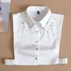 Laço amarra as mulheres vintage colarinhas falsas camisa branca preta colarinho de gola destacável blusa blusa tops falsos meio falso colbow