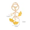 Imitation Ginkgo Leaf Keychains Keyring for Women Pearl Leaf Pendant Key Chains Car Bag Charms Personalized Female Jewelry Gifts