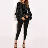 Women Polka Dot Shirts Spring Fashion O Neck Long Sleeve Blouse Femininas Casual Black And White Tops Plus Size Shirt 220623