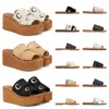 top fashion women's platforms canvas sandals Woody Mules Wedge slippers Heeled slides espadrilles thick heels sandal luxury designers flat shoes outdoor 35-42