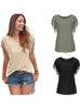 Yaz kısa kollu püskül moda tişörtler tişört kadın basit müret