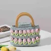 Femmes sac manche en bois fleur tissé fil à la main plage fourre-tout été concepteur Kawaii mignon doux sac à main 220610