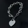 Silverkedja Heart Armband Designer Jewelry Drop Oil Red Love Armband för kvinnor Män Pendant Halsband Bröllop Heanpok 22050602R