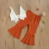 Citgeett Sommer Kinder Baby Mädchen Einfarbig Set Straps Crop Tops Und Lose Lange Hosen 2 Stück Anzüge Set Kleidung j220711