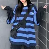 Goth Streetwear Harajuku Tshirt y2k Autumn fake twopiece striped longsleeved shirt fairy grunge Oversized tshirt women Tops 220810