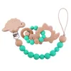 Baby Cartoon Animal Pacifiers Clip Buech Wood Silica Gel Molar Zabawki Nowonarodzone Posilanie Pacyfier