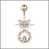 Body Arts 14G Dangle Butterfly Zircon Belly Button Ring Cz Navel Piercing Jewelry For Women Girls Drop Delivery 2021 Topscissors Dhd6W
