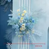 Decorations Decorative Flowers Wreaths sky Blue Series Wedding Floral Arrangement Artificial Row Table Road Lead T Stage Backdrop Corner