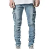 Fashion Skinny Jeans Men Casual Pocket Pencil Pants Clothing Jogger Denim Ropa Hombre 220328