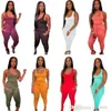 Kvinnor två bitar byxor set som sommarsportkläder sexig Vest Tank Top Sweatpant Belt Tether Jogging Plus Size Clothing