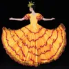 Stage noszenie elegancka współczesna konkurencja tańca sukienka flamenco duża huśtawka żółta dla kobiet Kobiet Performance długa spódnica VO1055 STAGA