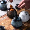 Storage Bottles & Jars Japanese-Style Seasoning Jar Combination Set Household Kitchen Salt Tank Box Ceramic Pepper