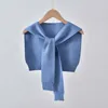 Korean Woolen Knit Warm Shawl Wraps Winter Female Blouse Fake Collar Cape Knotted Scarf Solid Color Neck Guard Scarve O44